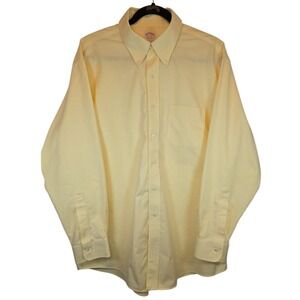Brooks Brothers Shirt Mens 17-34‎ Yellow Woven Long Sleeve Button Down Supima